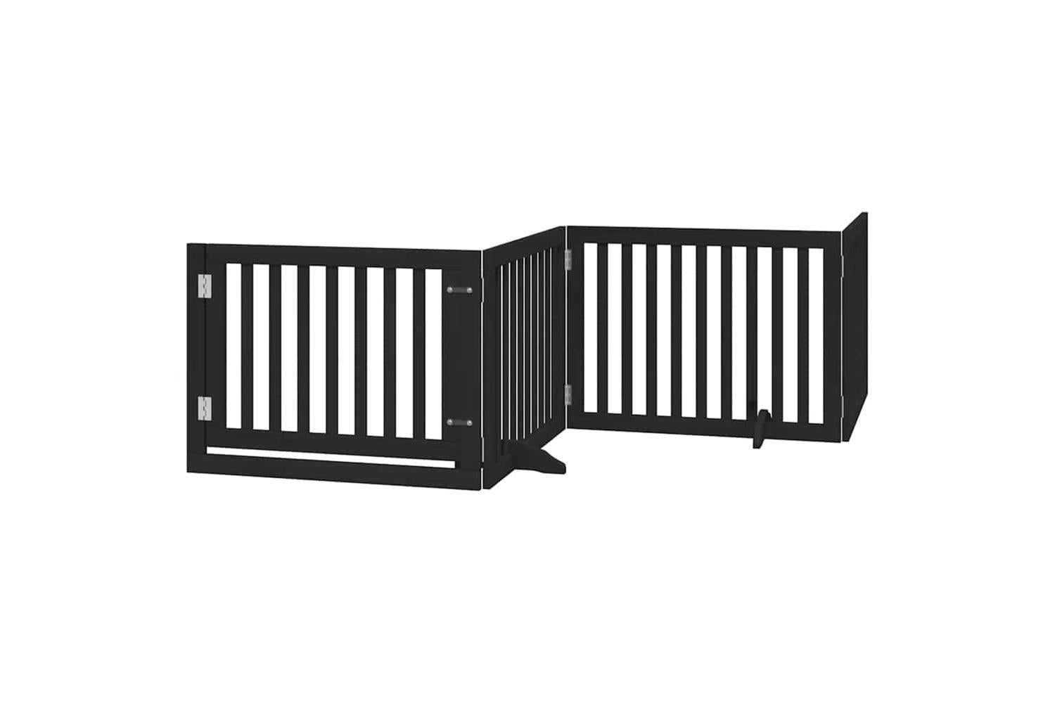 Vidaxl Dog Gate With Door Foldable 10 Panels Black 800 Cm Poplar Wood-3