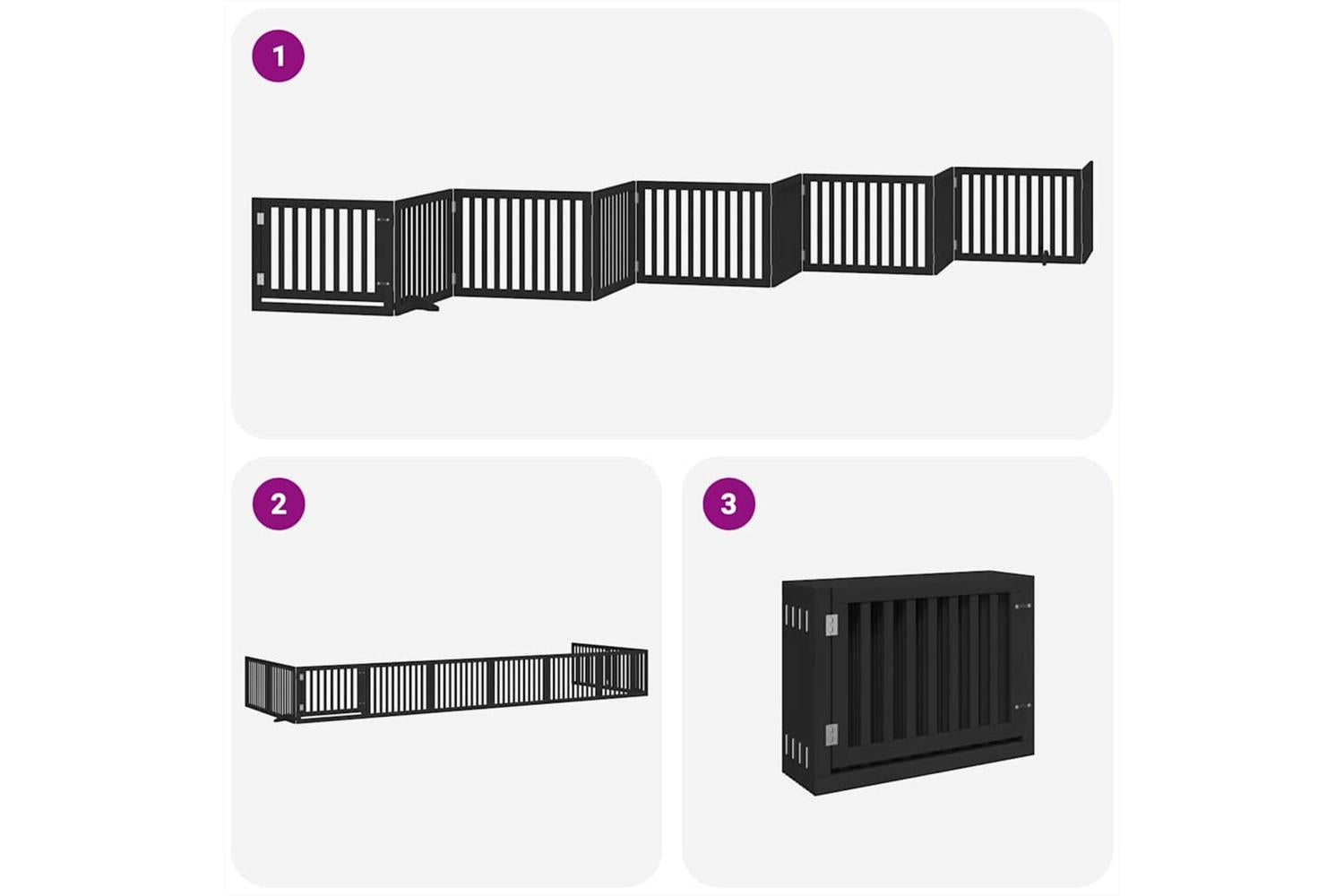 Vidaxl Dog Gate With Door Foldable 10 Panels Black 800 Cm Poplar Wood-5