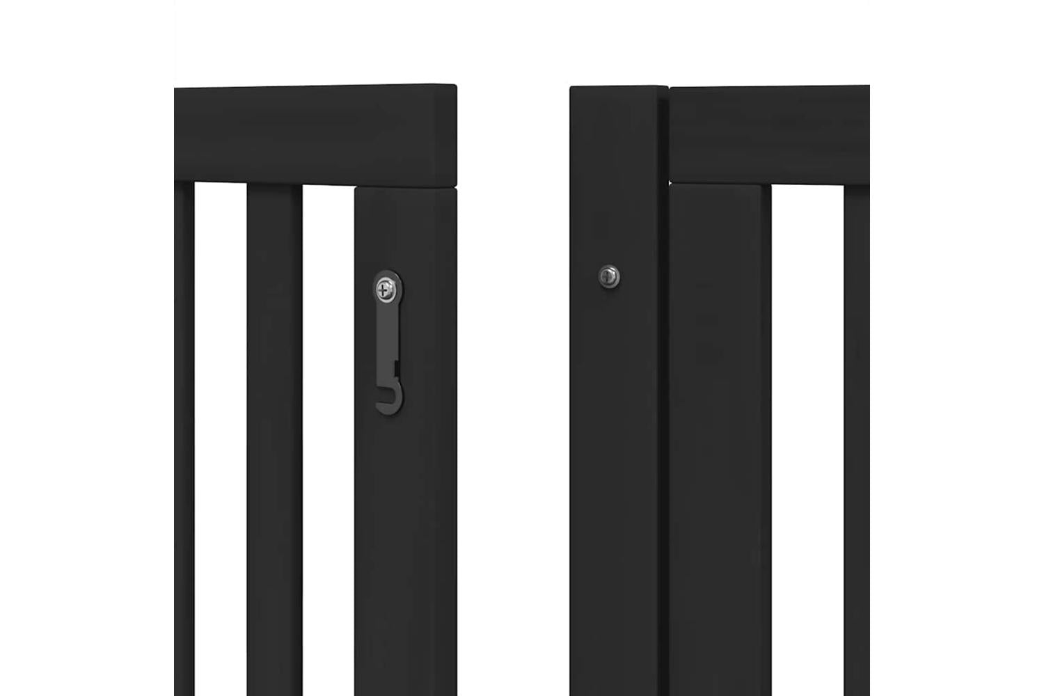 Vidaxl Dog Gate With Door Foldable 12 Panels Black 960 Cm Poplar Wood-9