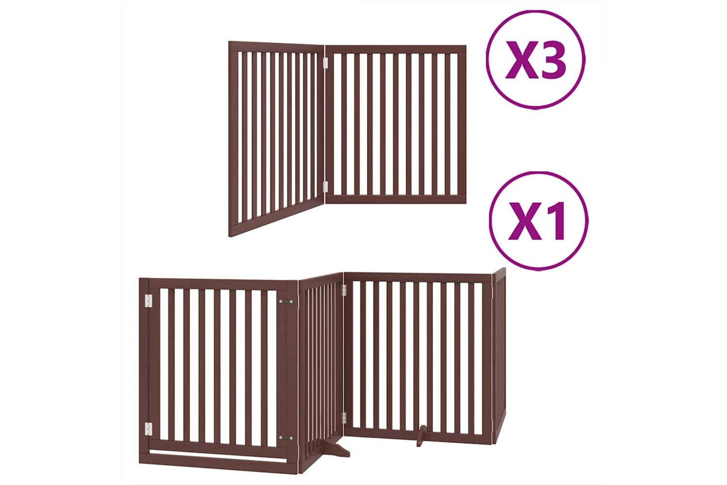 Vidaxl Dog Gate With Door Foldable 10 Panels Brown 800 Cm Poplar Wood-2