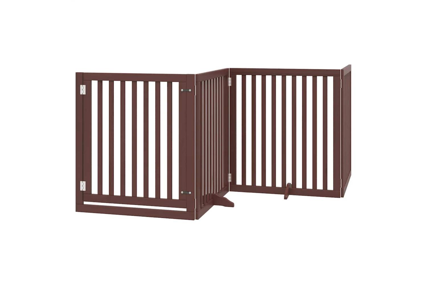 Vidaxl Dog Gate With Door Foldable 10 Panels Brown 800 Cm Poplar Wood-3