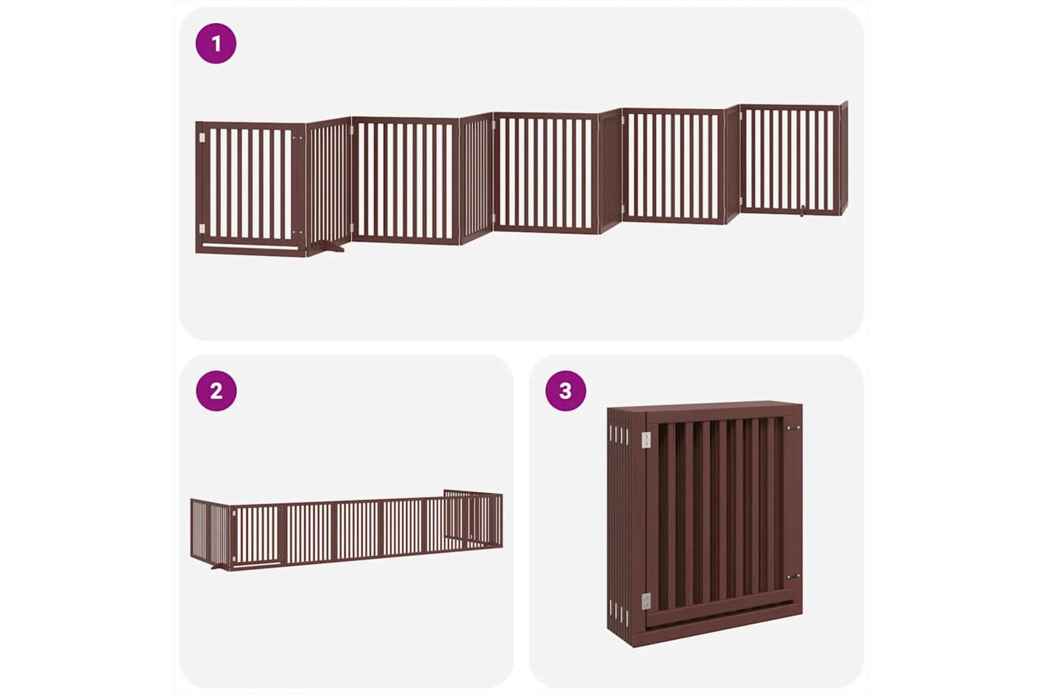 Vidaxl Dog Gate With Door Foldable 10 Panels Brown 800 Cm Poplar Wood-5