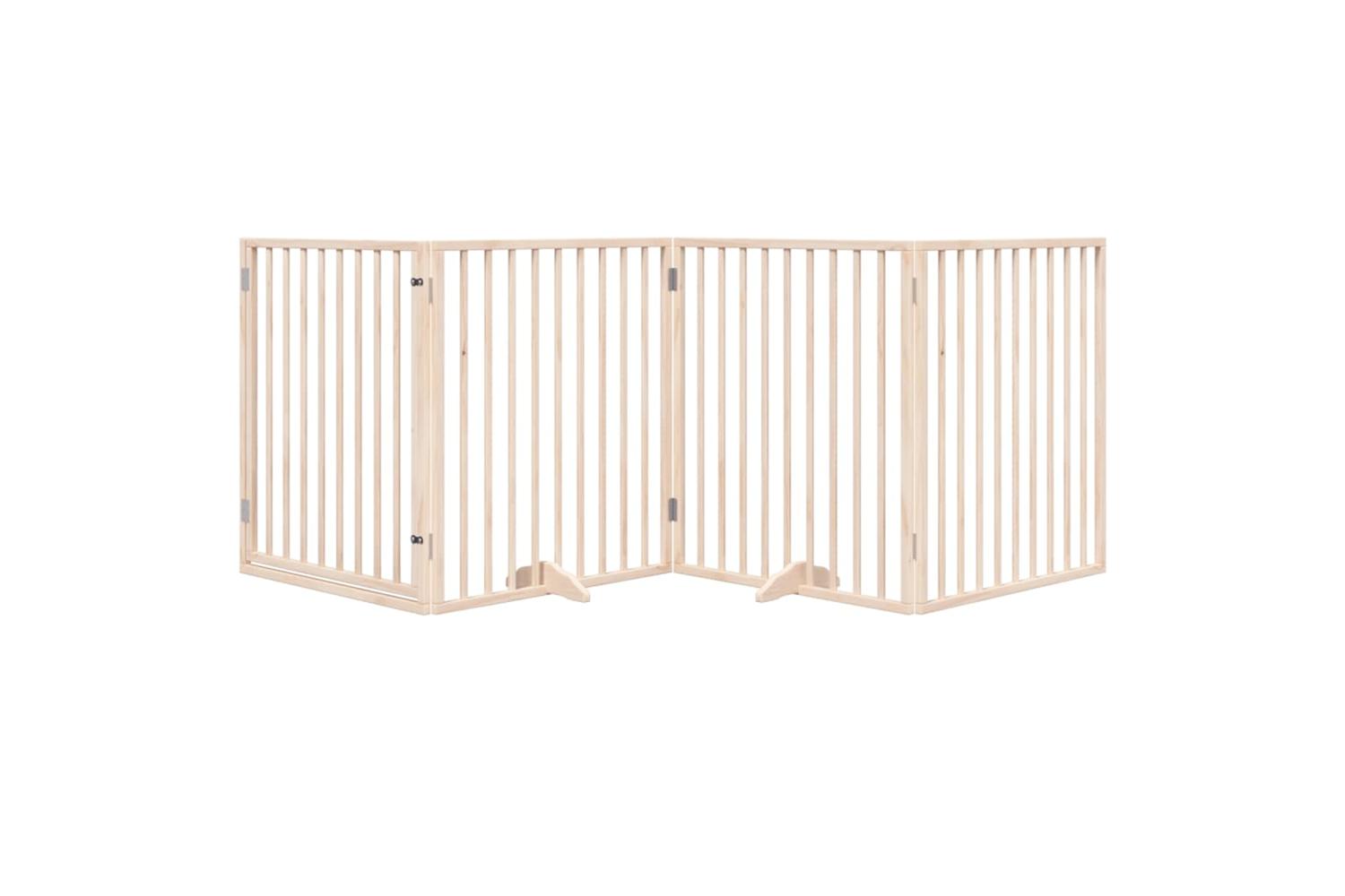Vidaxl Dog Gate With Door Foldable 4 Panels 320 Cm Poplar Wood-3