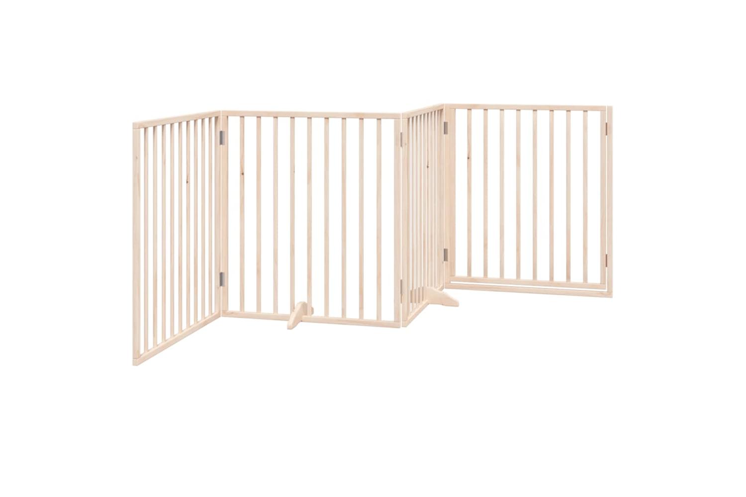 Vidaxl Dog Gate With Door Foldable 4 Panels 320 Cm Poplar Wood-6