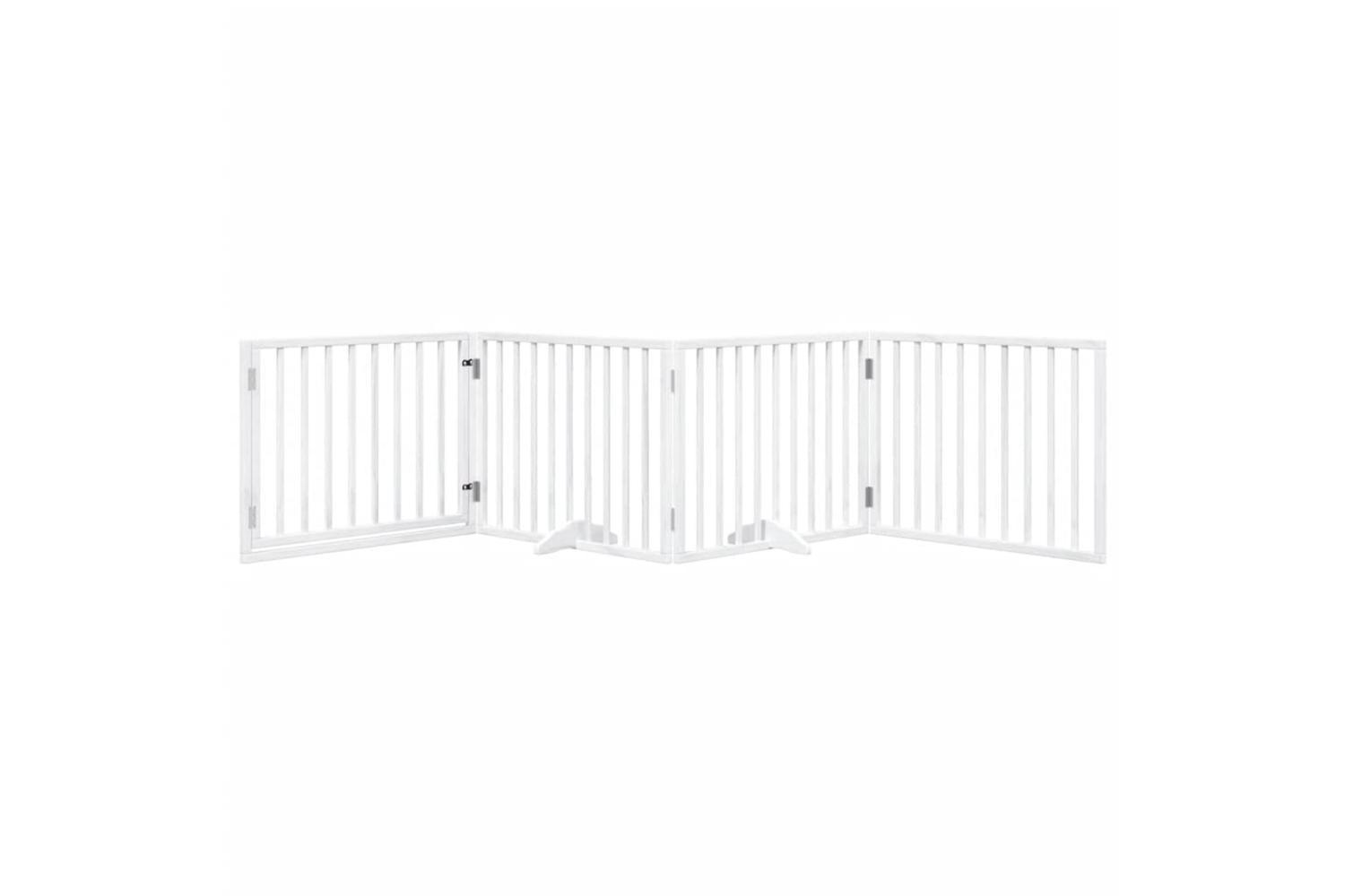 Vidaxl Dog Gate With Door Foldable 4 Panels White 320 Cm Poplar Wood-3
