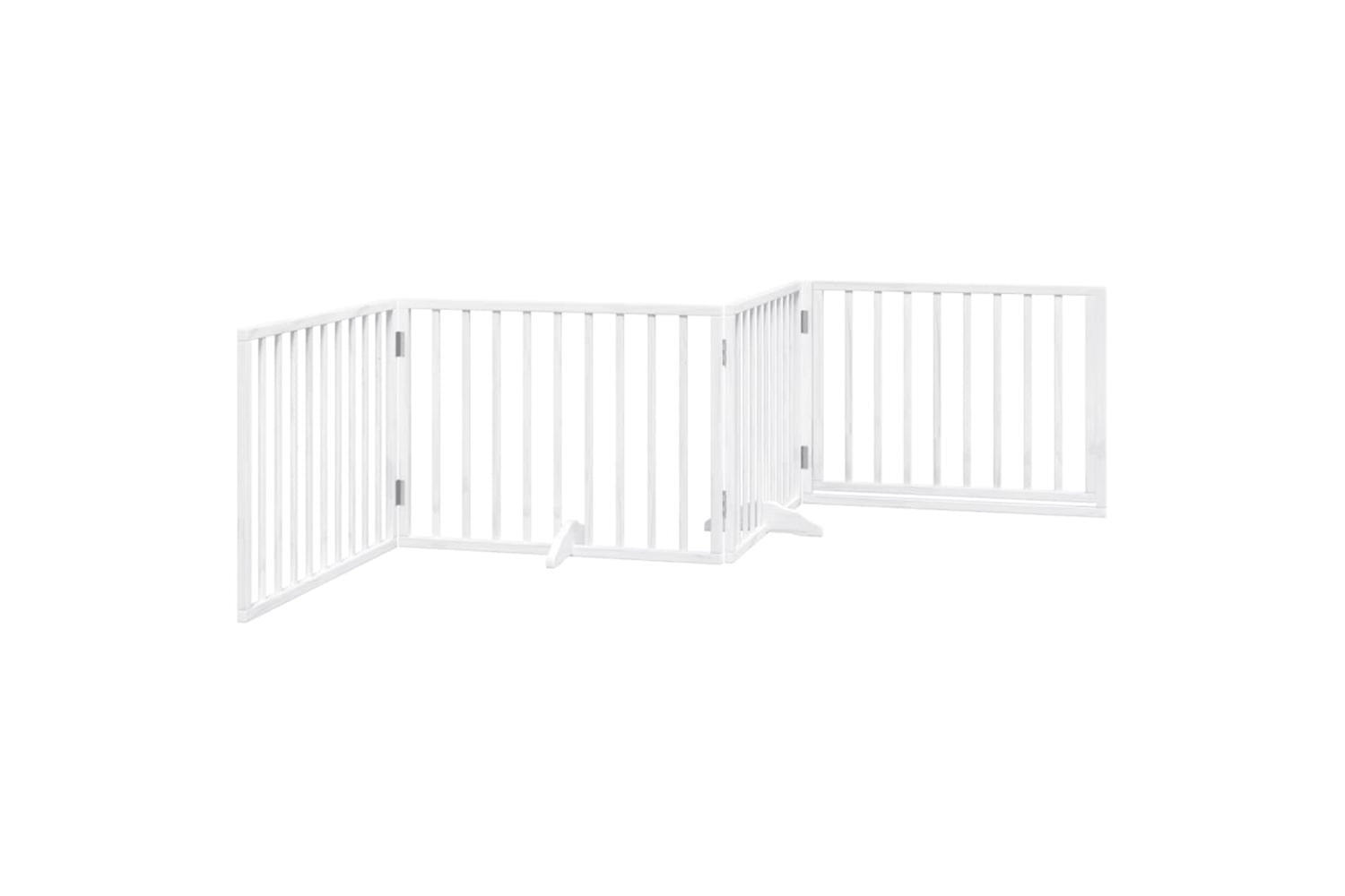 Vidaxl Dog Gate With Door Foldable 4 Panels White 320 Cm Poplar Wood-6