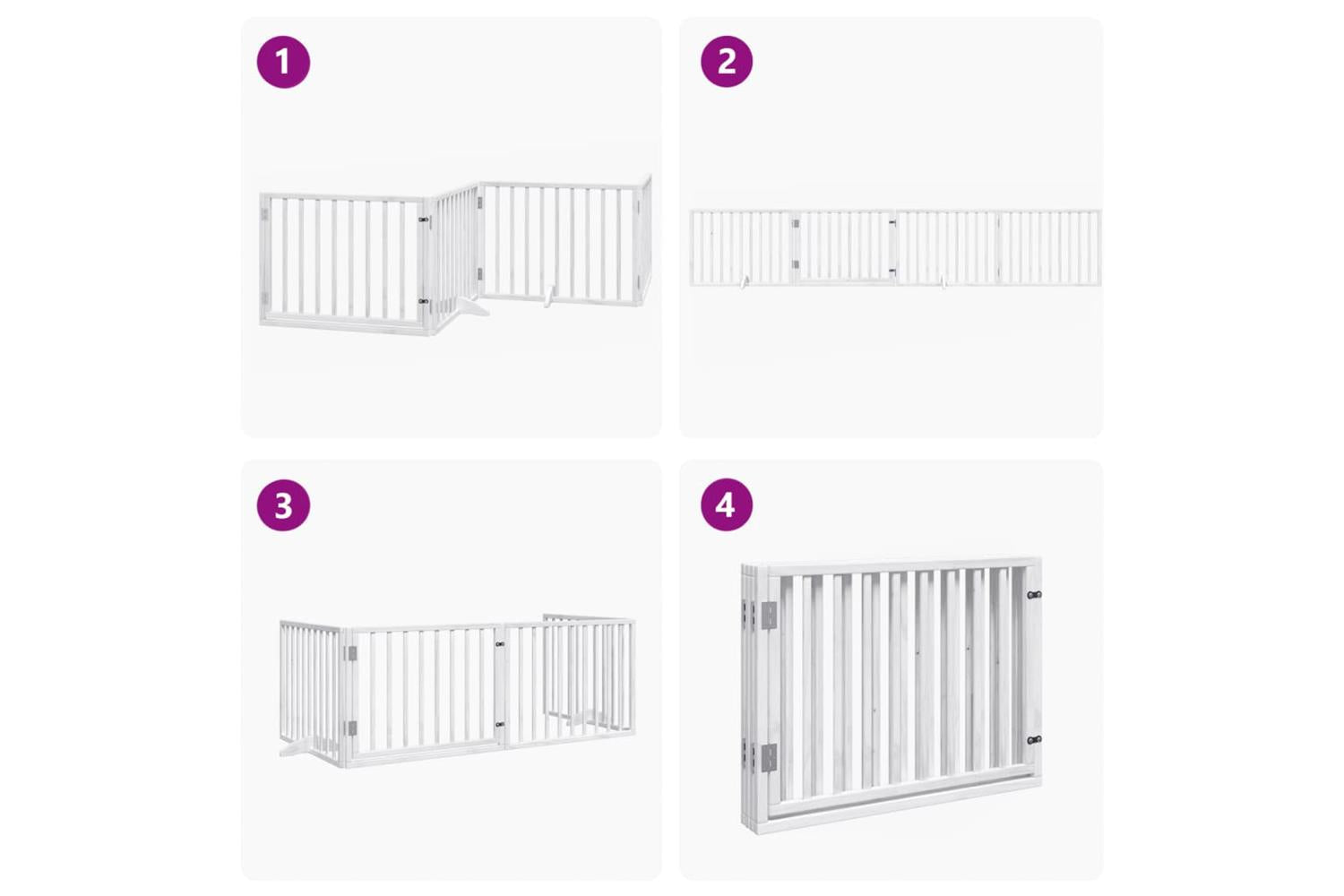 Vidaxl Dog Gate With Door Foldable 4 Panels White 320 Cm Poplar Wood-7