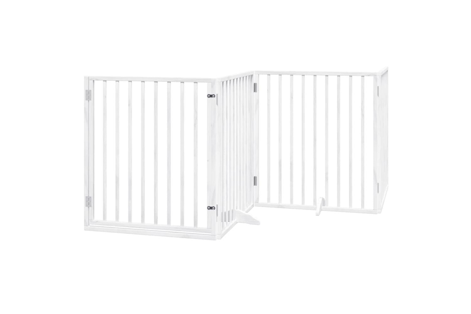 Vidaxl Dog Gate With Door Foldable 4 Panels White 320 Cm Poplar Wood-2