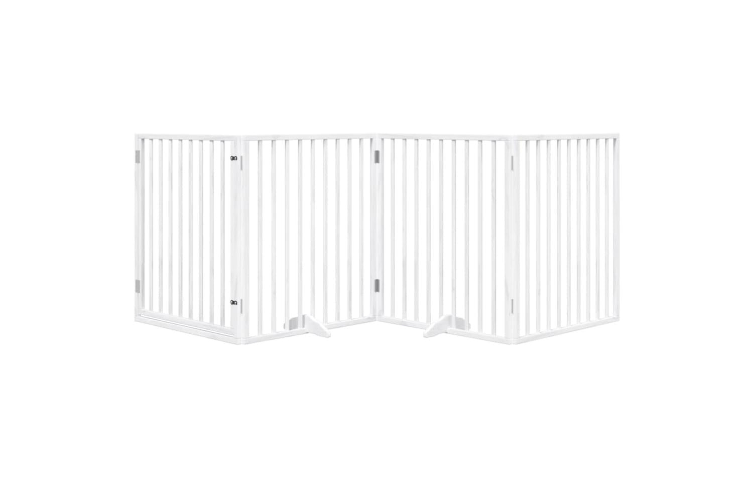 Vidaxl Dog Gate With Door Foldable 4 Panels White 320 Cm Poplar Wood-3