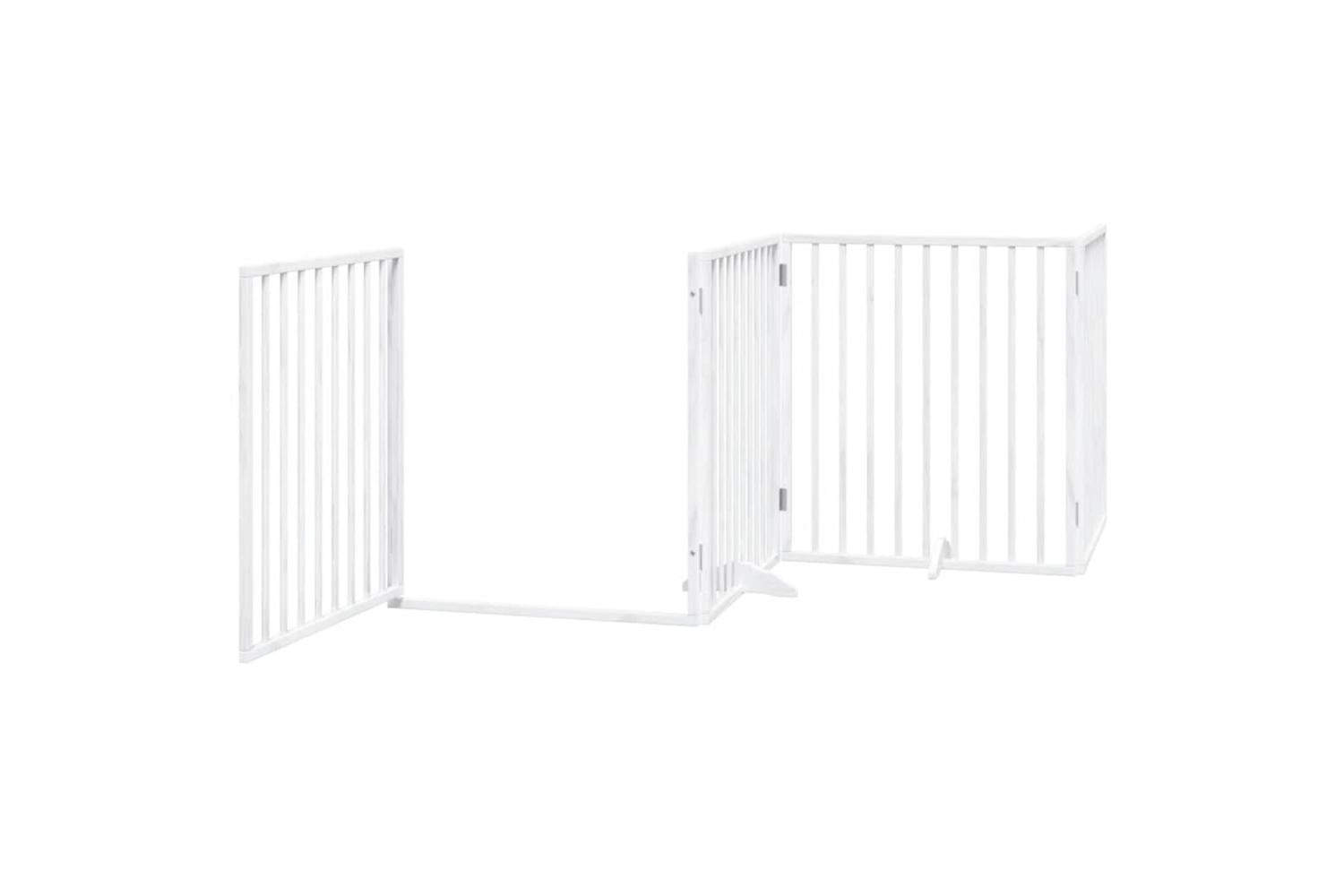 Vidaxl Dog Gate With Door Foldable 4 Panels White 320 Cm Poplar Wood-4