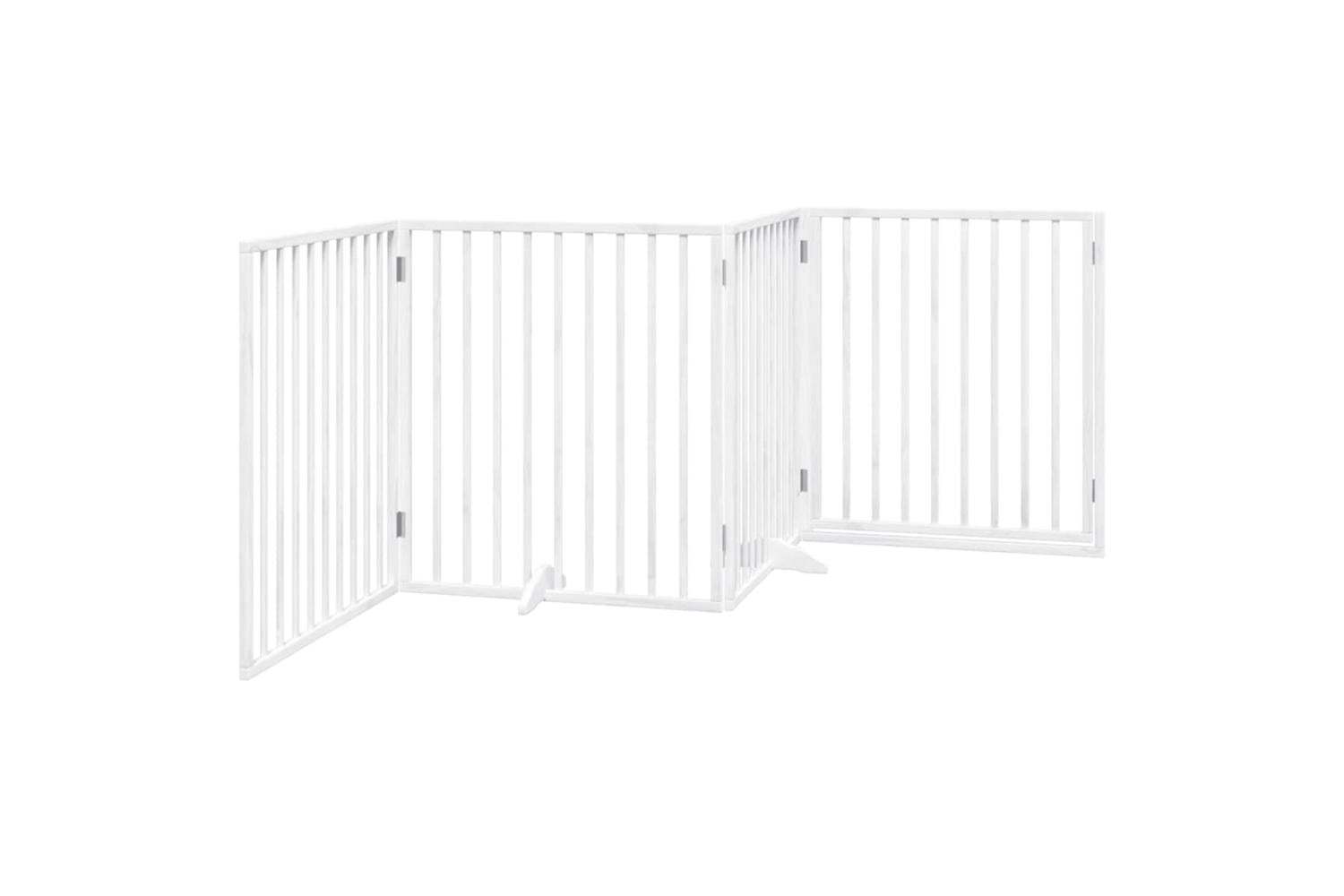 Vidaxl Dog Gate With Door Foldable 4 Panels White 320 Cm Poplar Wood-6