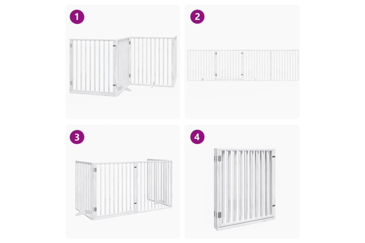 Vidaxl Dog Gate With Door Foldable 4 Panels White 320 Cm Poplar Wood-7