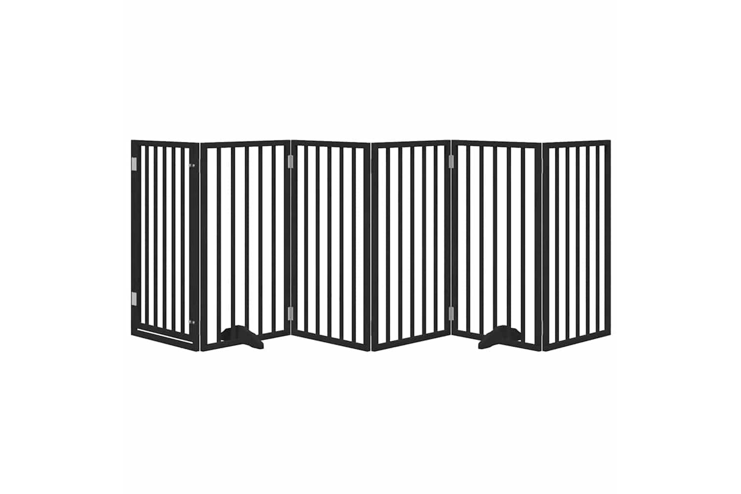 Vidaxl Dog Gate With Door Foldable 6 Panels Black 300 Cm Poplar Wood-3