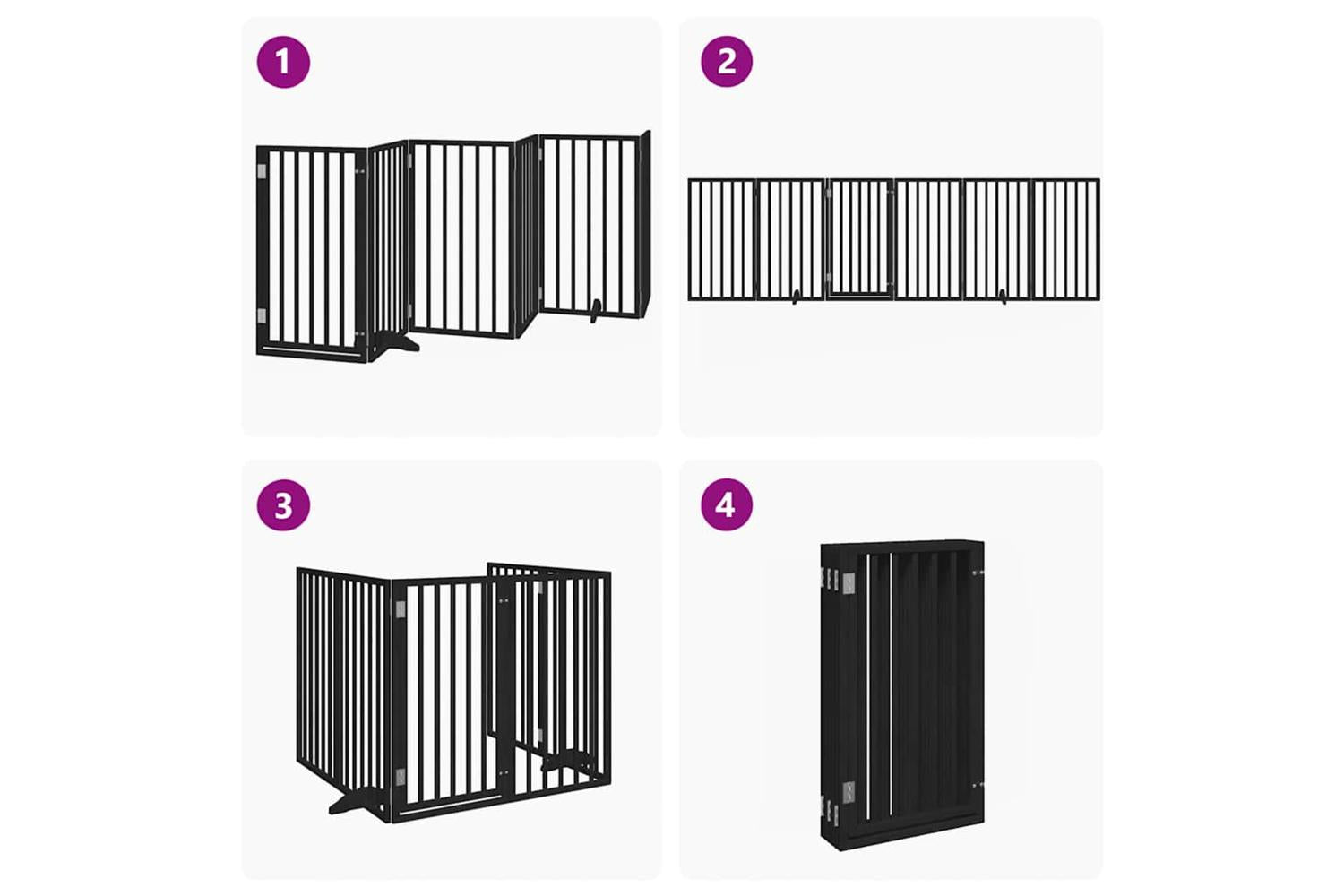 Vidaxl Dog Gate With Door Foldable 6 Panels Black 300 Cm Poplar Wood-7