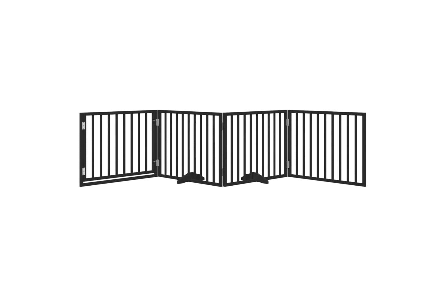 Vidaxl Dog Gate With Door Foldable 4 Panels Black 320 Cm Poplar Wood-3