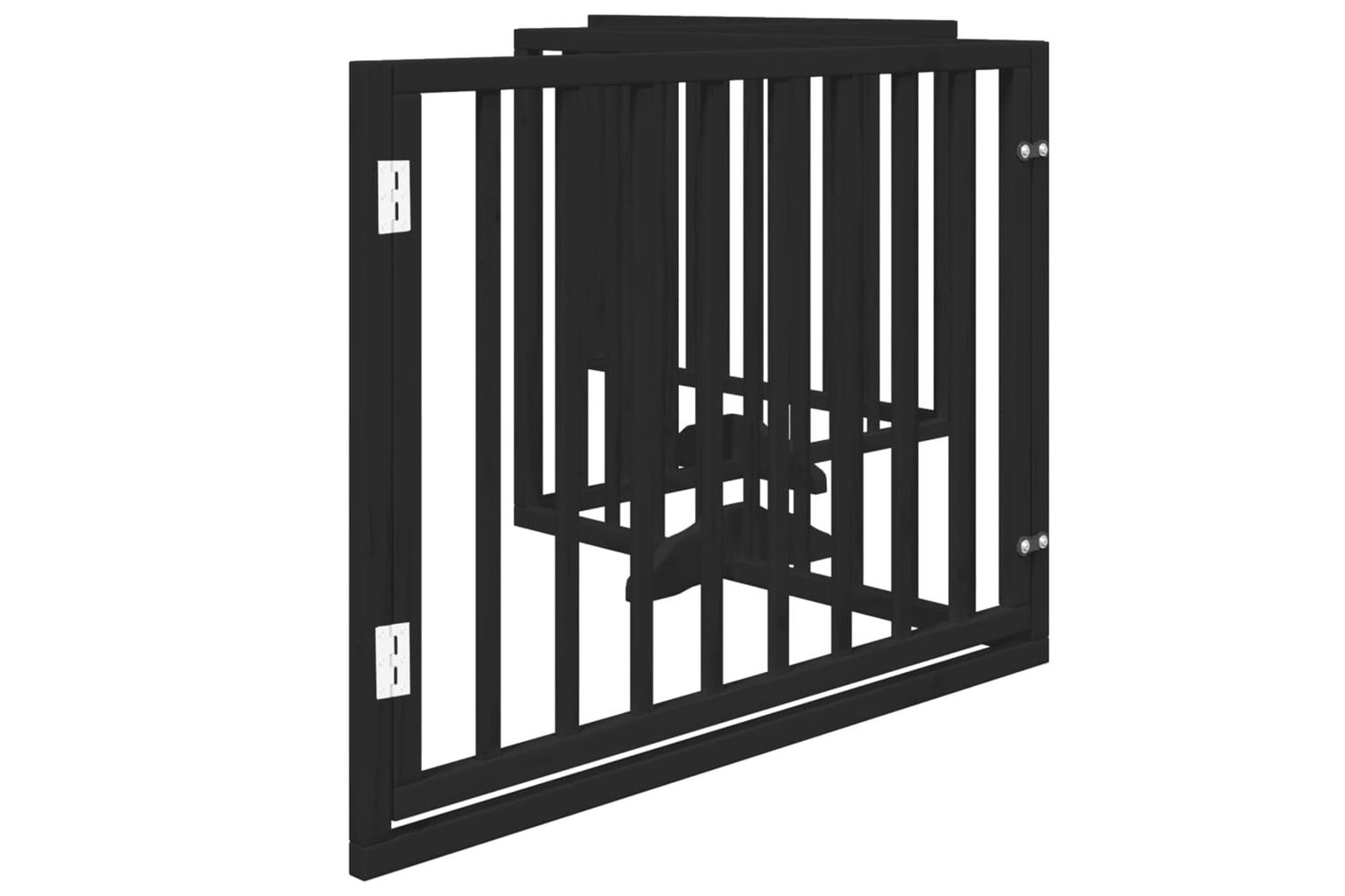 Vidaxl Dog Gate With Door Foldable 4 Panels Black 320 Cm Poplar Wood-5