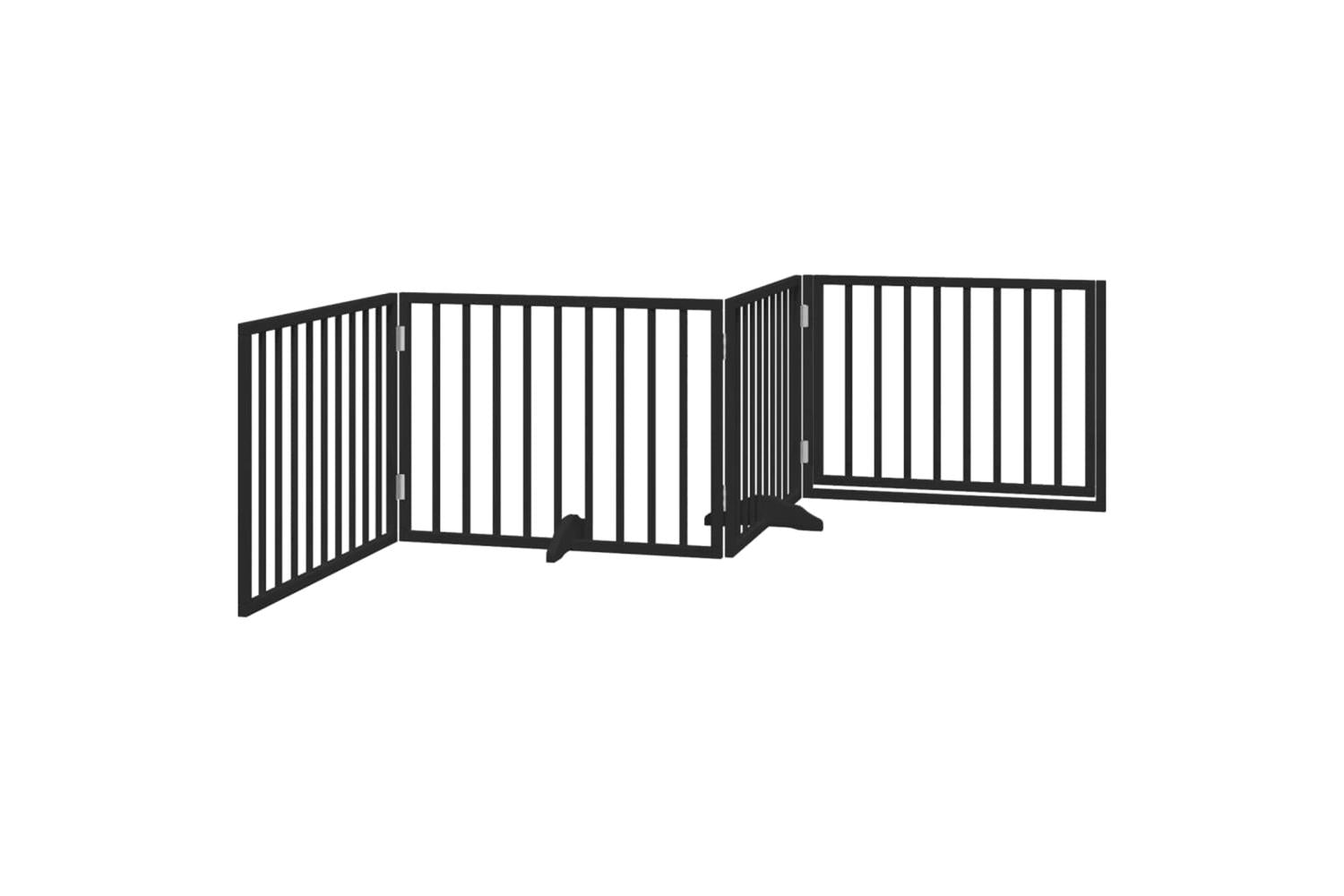 Vidaxl Dog Gate With Door Foldable 4 Panels Black 320 Cm Poplar Wood-6