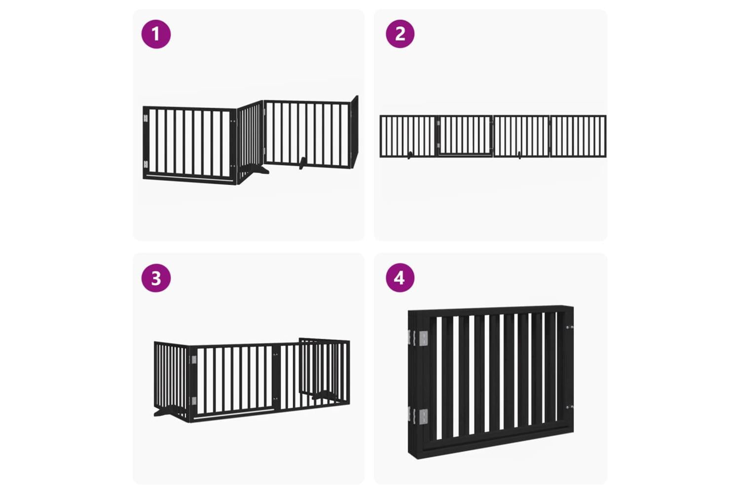 Vidaxl Dog Gate With Door Foldable 4 Panels Black 320 Cm Poplar Wood-7