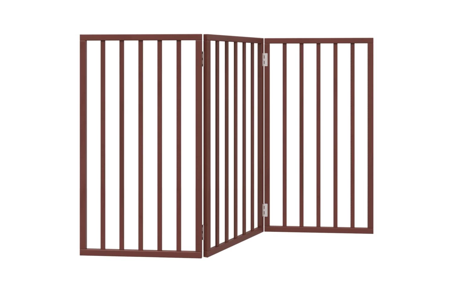Vidaxl Dog Gate Foldable 3 Panels Brown 150 Cm Poplar Wood