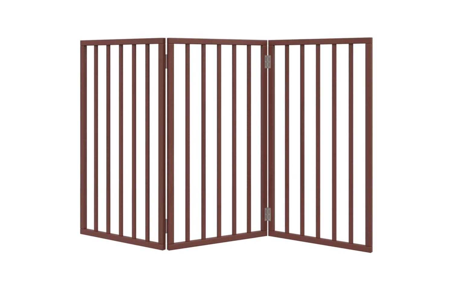 Vidaxl Dog Gate Foldable 3 Panels Brown 150 Cm Poplar Wood-4