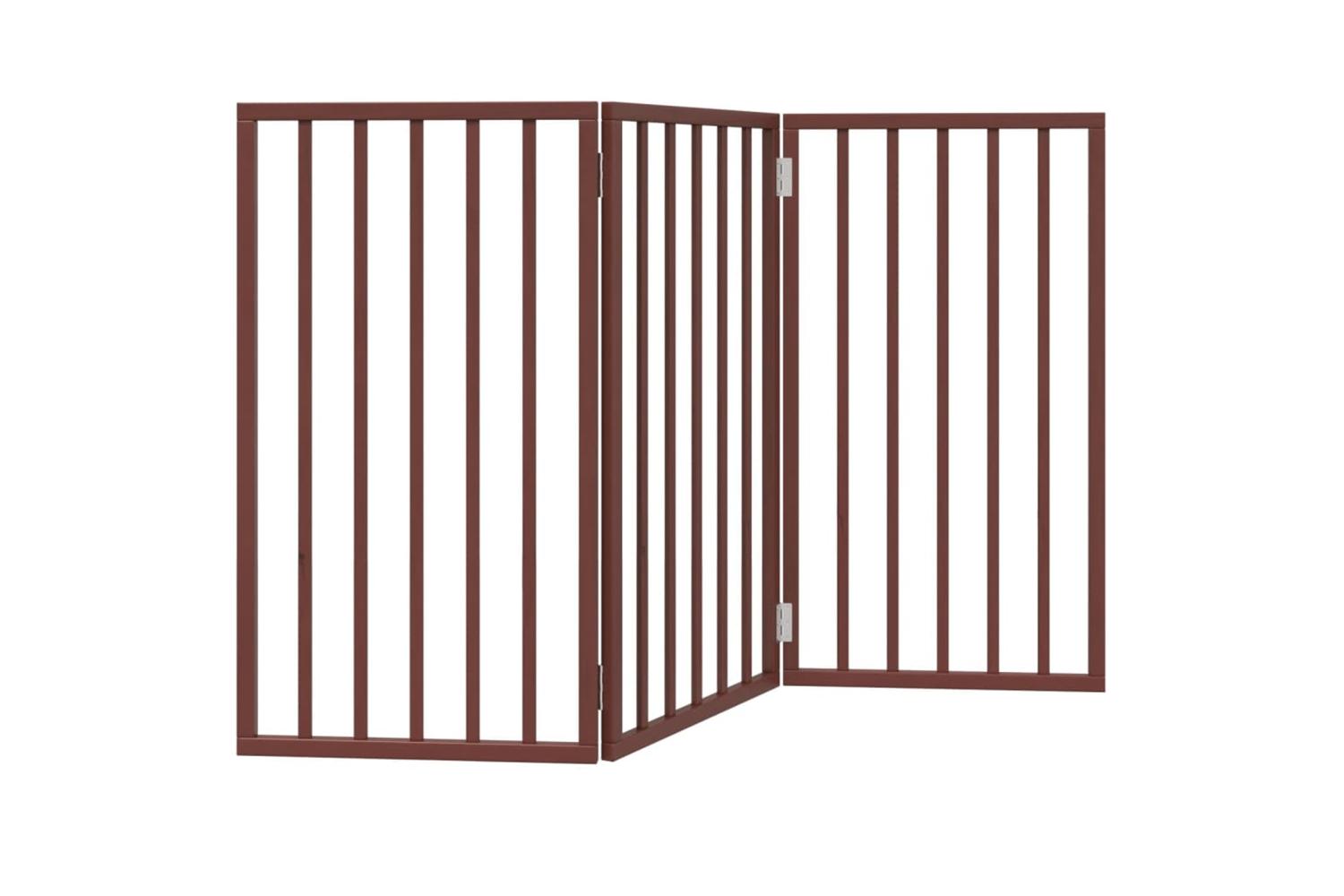 Vidaxl Dog Gate Foldable 3 Panels Brown 150 Cm Poplar Wood-6