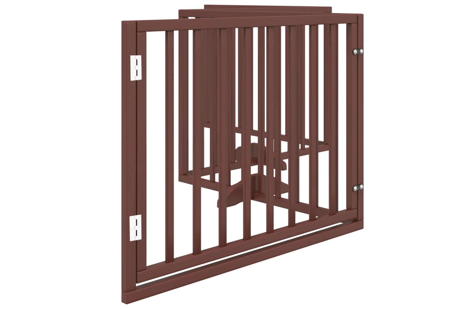 Vidaxl Dog Gate With Door Foldable 4 Panels Brown 320 Cm Poplar Wood-5