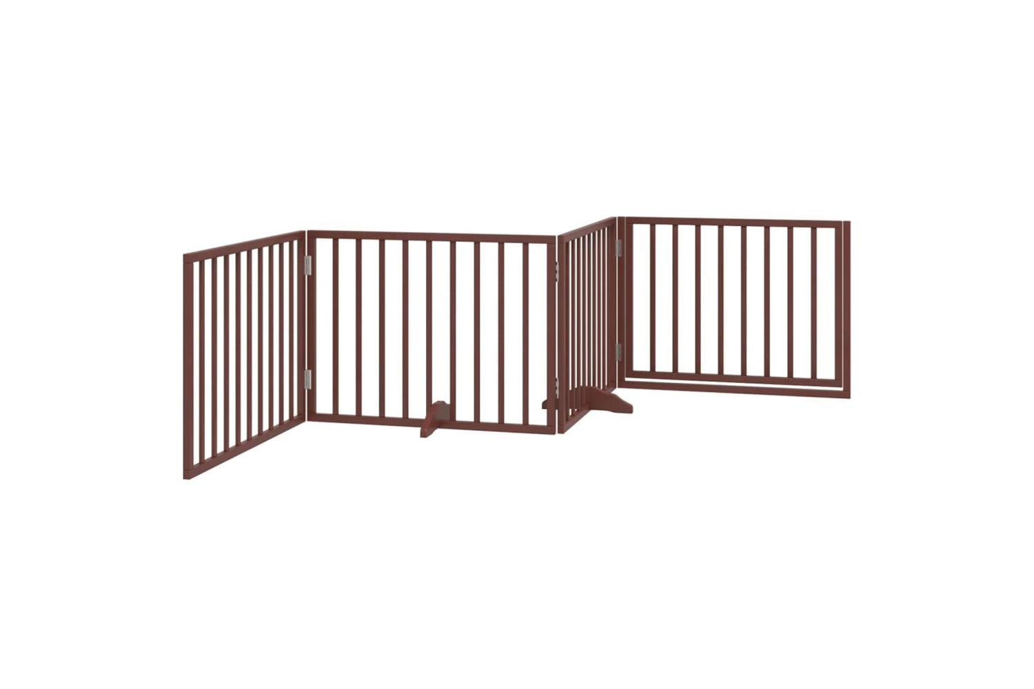 Vidaxl Dog Gate With Door Foldable 4 Panels Brown 320 Cm Poplar Wood-6