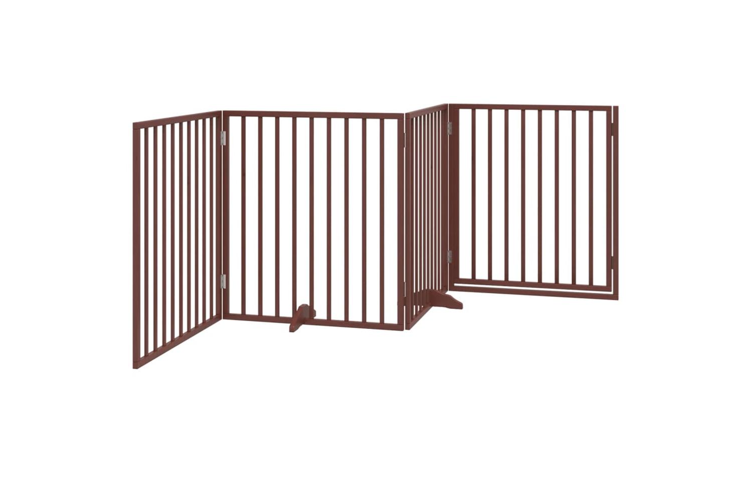 Vidaxl Dog Gate With Door Foldable 4 Panels Brown 320 Cm Poplar Wood-6