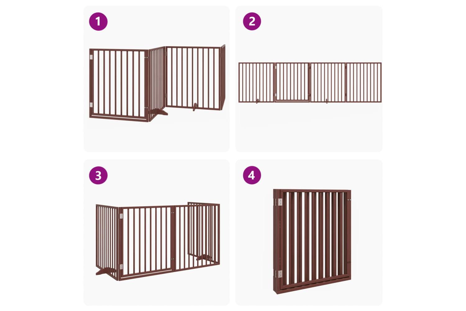 Vidaxl Dog Gate With Door Foldable 4 Panels Brown 320 Cm Poplar Wood-7