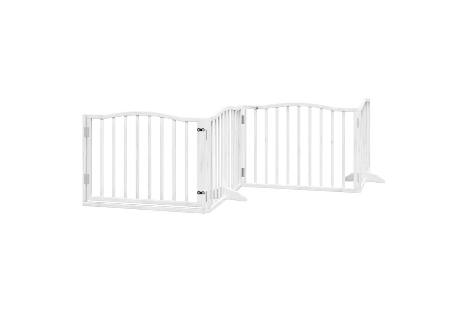 Vidaxl Dog Gate With Door Foldable 6 Panels White 480 Cm Poplar Wood-3