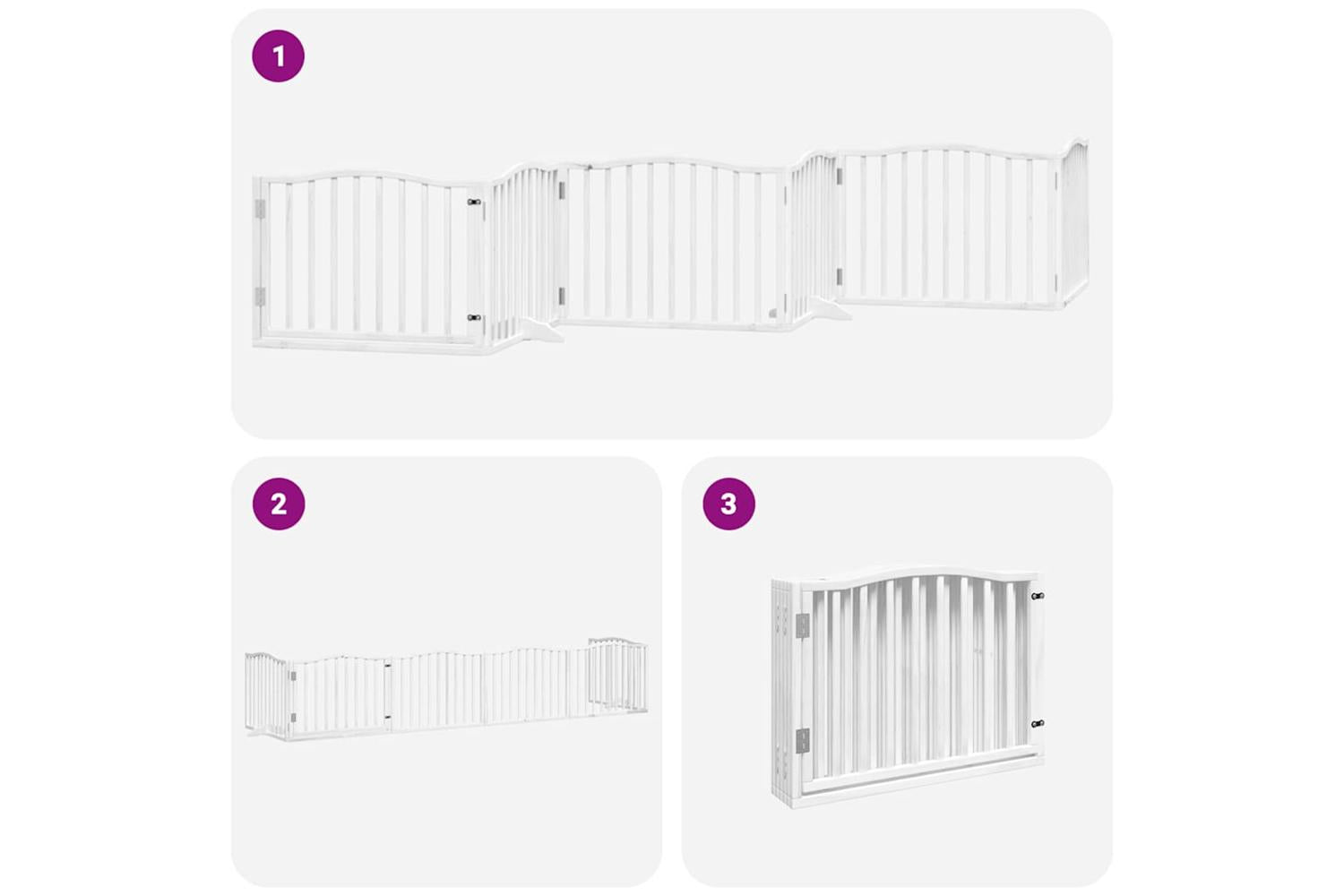 Vidaxl Dog Gate With Door Foldable 6 Panels White 480 Cm Poplar Wood-5