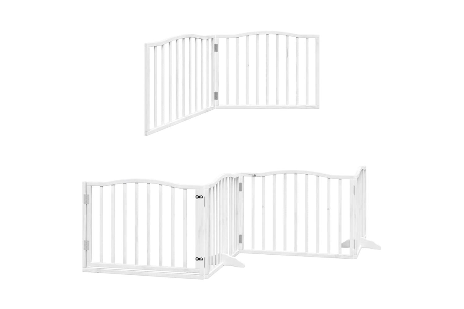 Vidaxl Dog Gate With Door Foldable 12 Panels White 960 Cm Poplar Wood-3