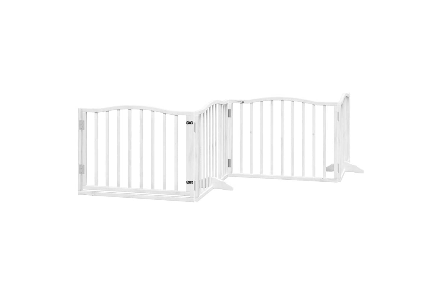 Vidaxl Dog Gate With Door Foldable 12 Panels White 960 Cm Poplar Wood-4