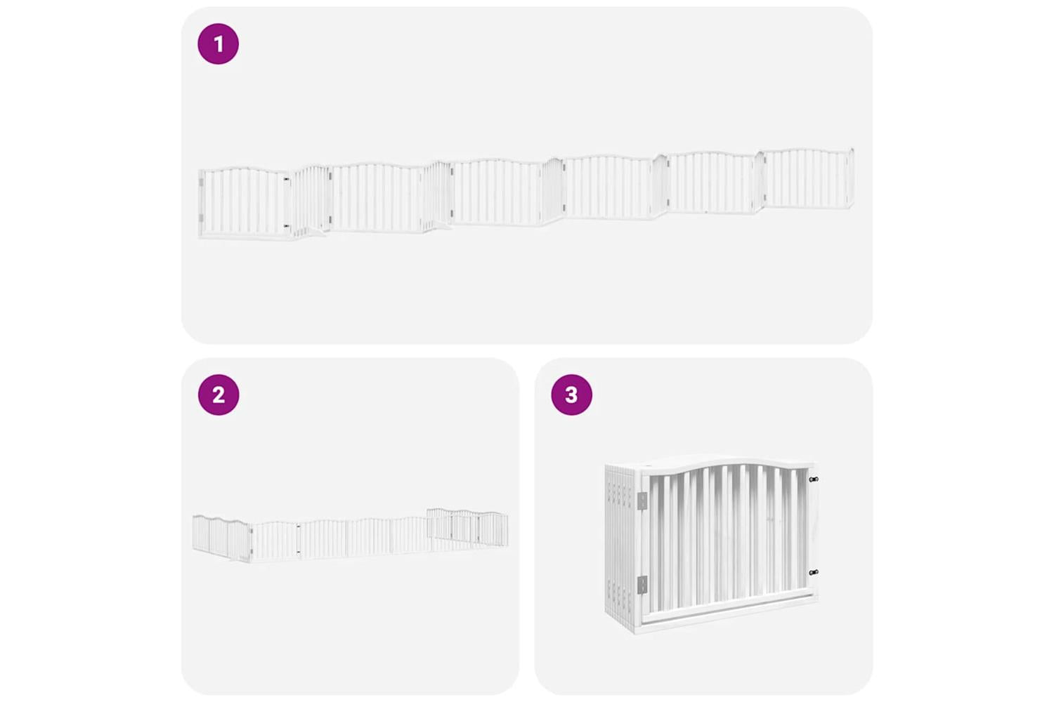 Vidaxl Dog Gate With Door Foldable 12 Panels White 960 Cm Poplar Wood-6