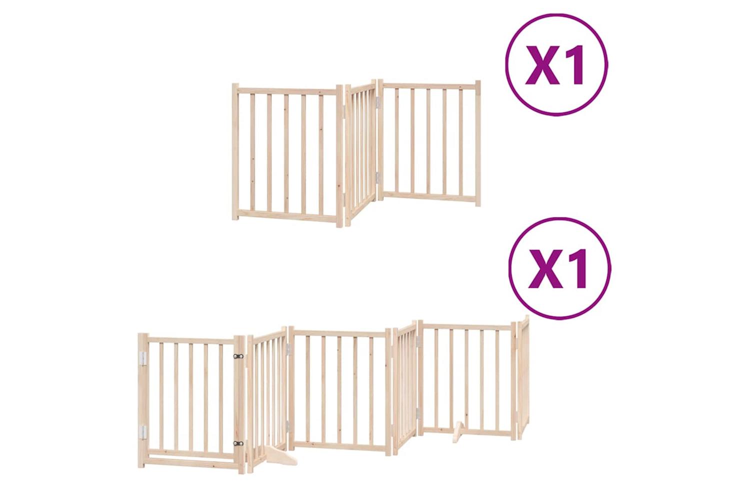 Vidaxl Dog Gate With Door Foldable 9 Panels 450 Cm Poplar Wood