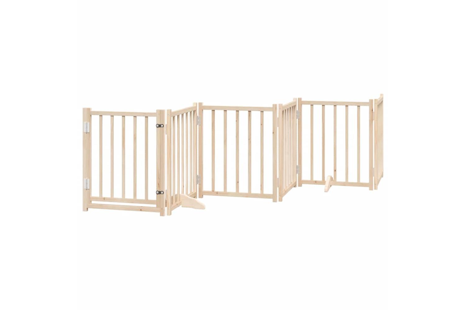 Vidaxl Dog Gate With Door Foldable 9 Panels 450 Cm Poplar Wood-4
