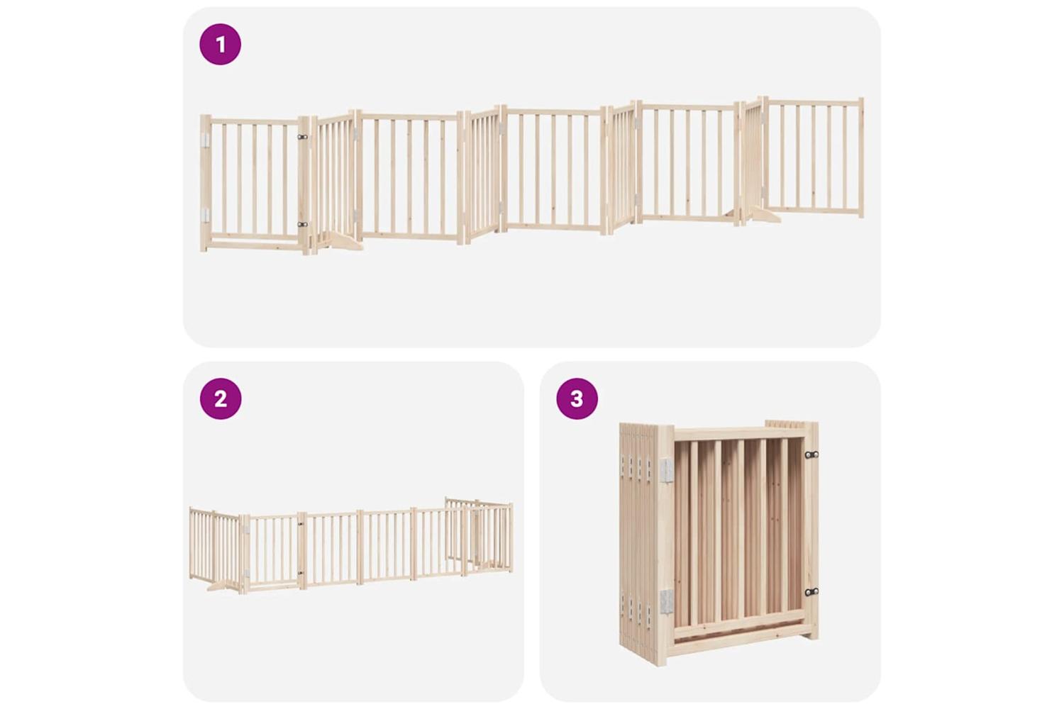 Vidaxl Dog Gate With Door Foldable 9 Panels 450 Cm Poplar Wood-6