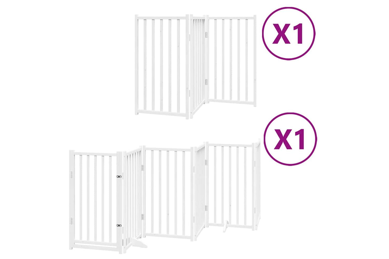 Vidaxl Dog Gate With Door Foldable 9 Panels White 450 Cm Poplar Wood