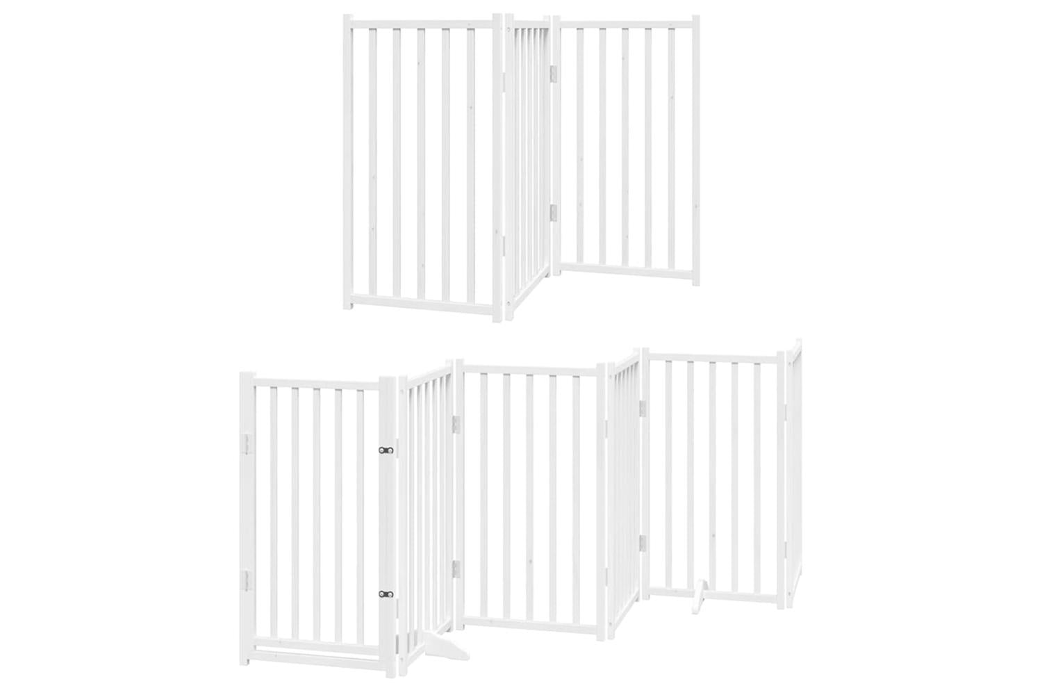 Vidaxl Dog Gate With Door Foldable 9 Panels White 450 Cm Poplar Wood-3