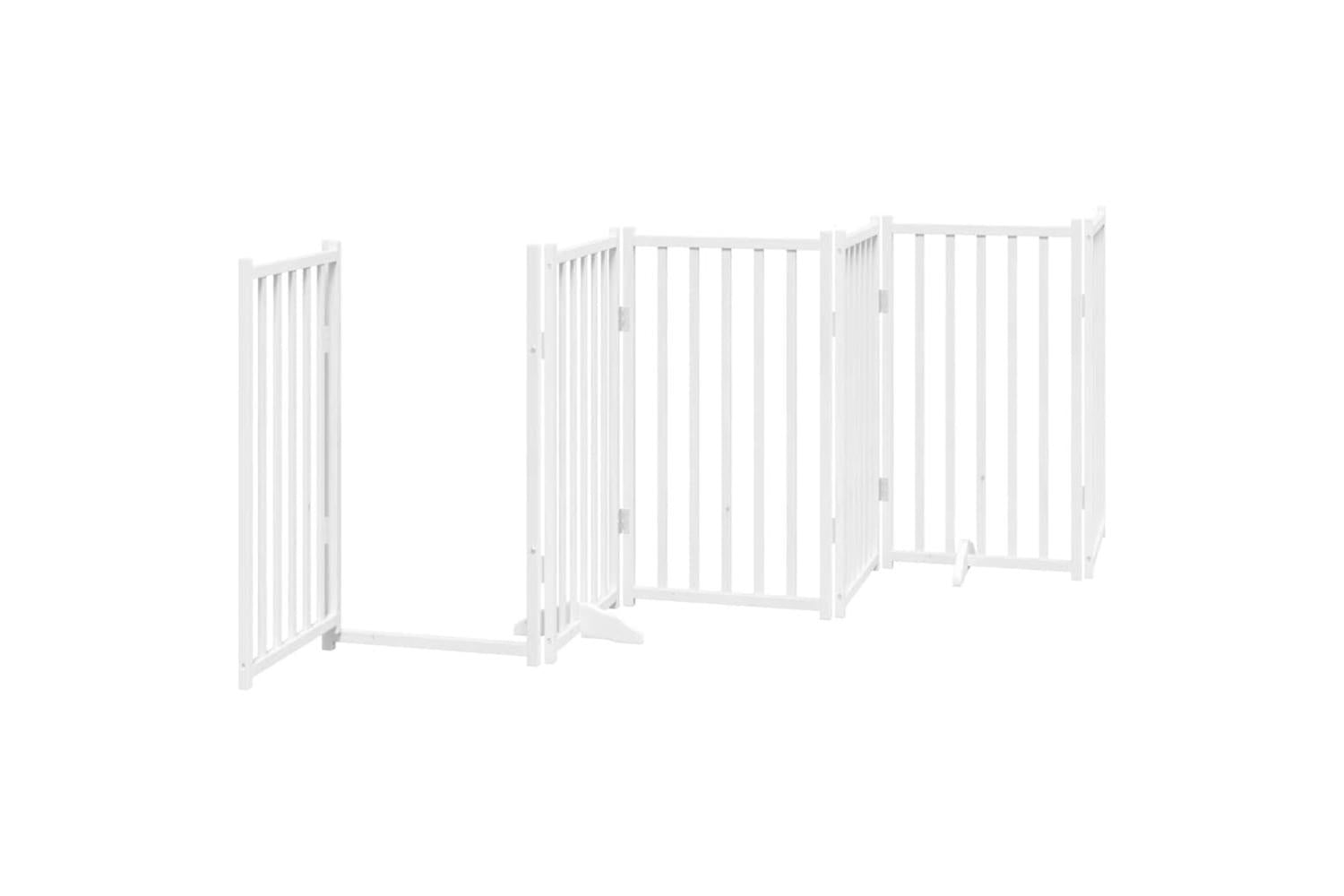 Vidaxl Dog Gate With Door Foldable 9 Panels White 450 Cm Poplar Wood-5
