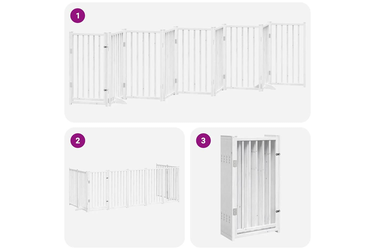 Vidaxl Dog Gate With Door Foldable 9 Panels White 450 Cm Poplar Wood-6