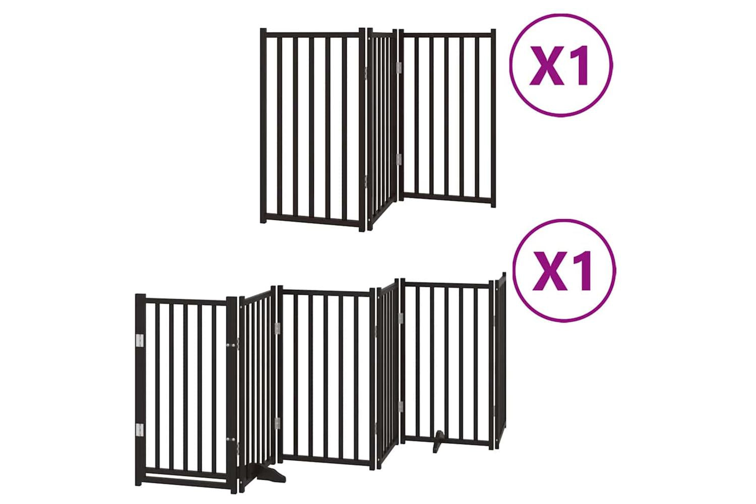 Vidaxl Dog Gate With Door Foldable 9 Panels Black 450 Cm Poplar Wood-2