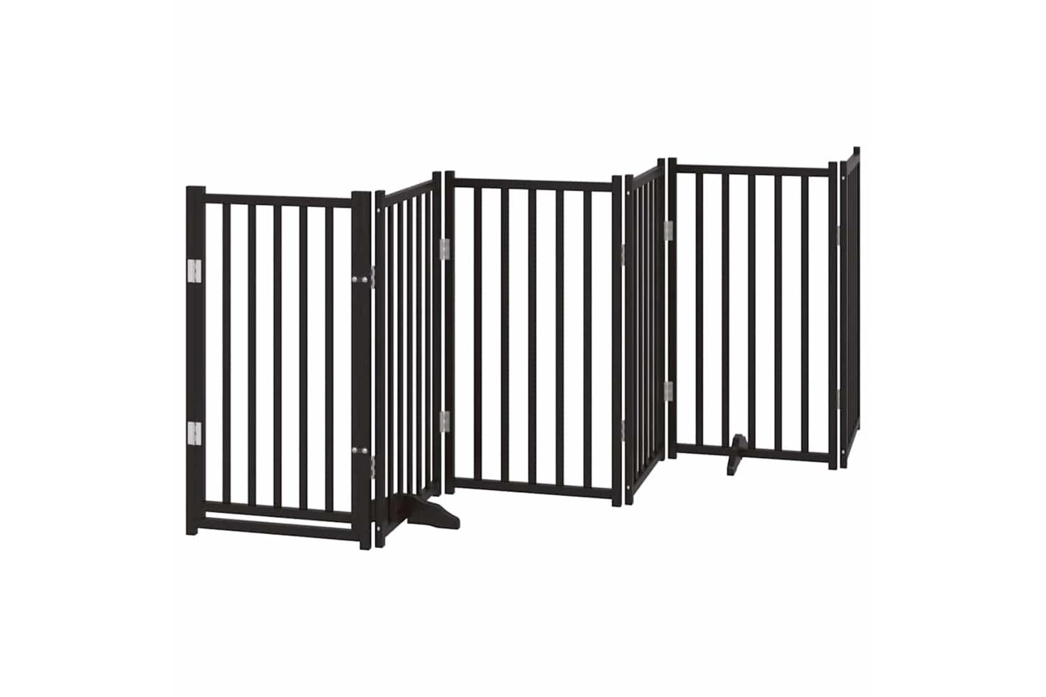 Vidaxl Dog Gate With Door Foldable 9 Panels Black 450 Cm Poplar Wood-4