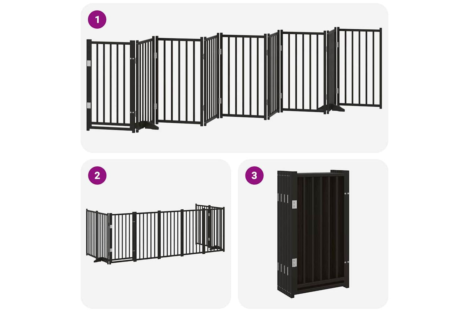 Vidaxl Dog Gate With Door Foldable 9 Panels Black 450 Cm Poplar Wood-6