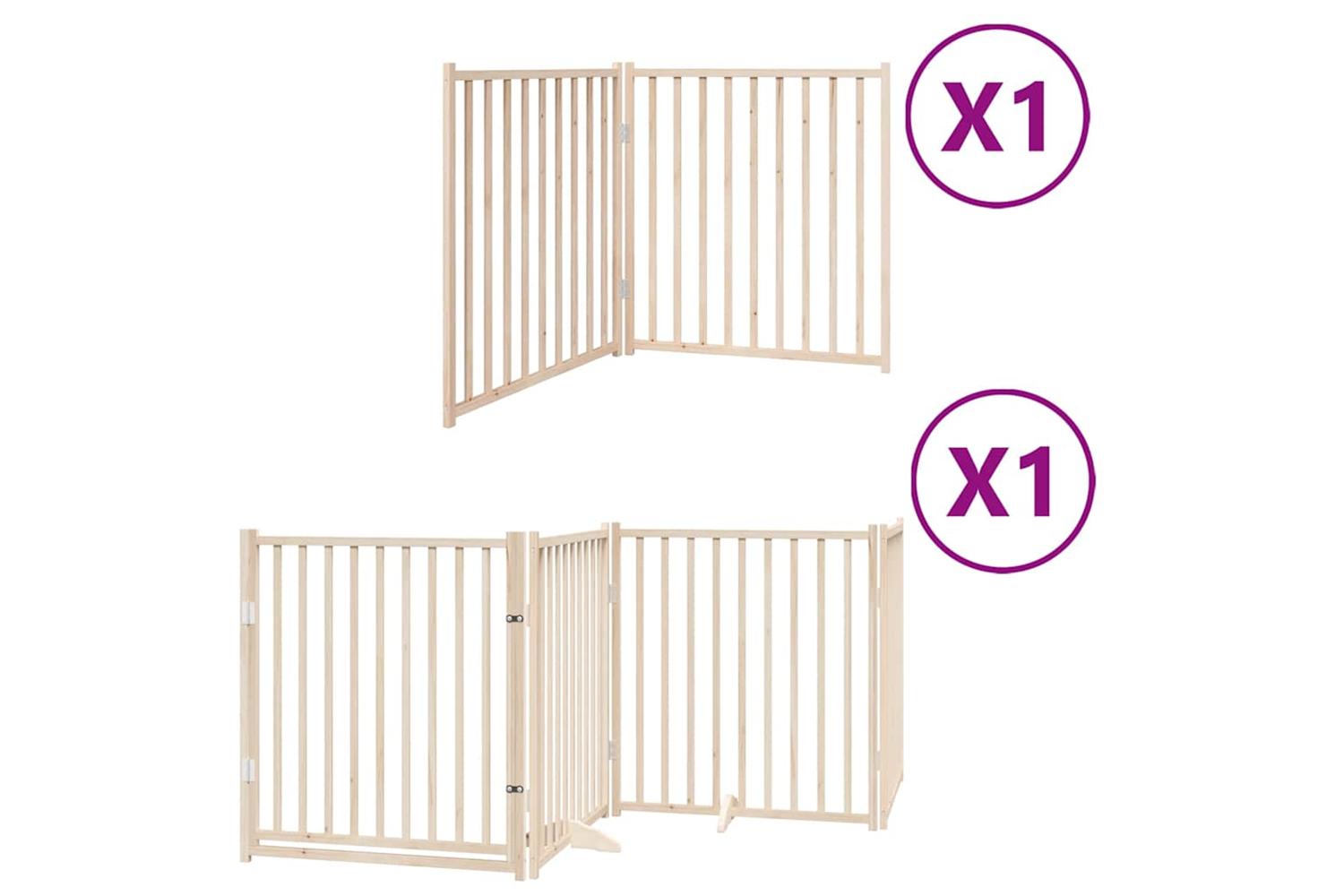 Vidaxl Dog Gate With Door Foldable 6 Panels 480 Cm Poplar Wood-2