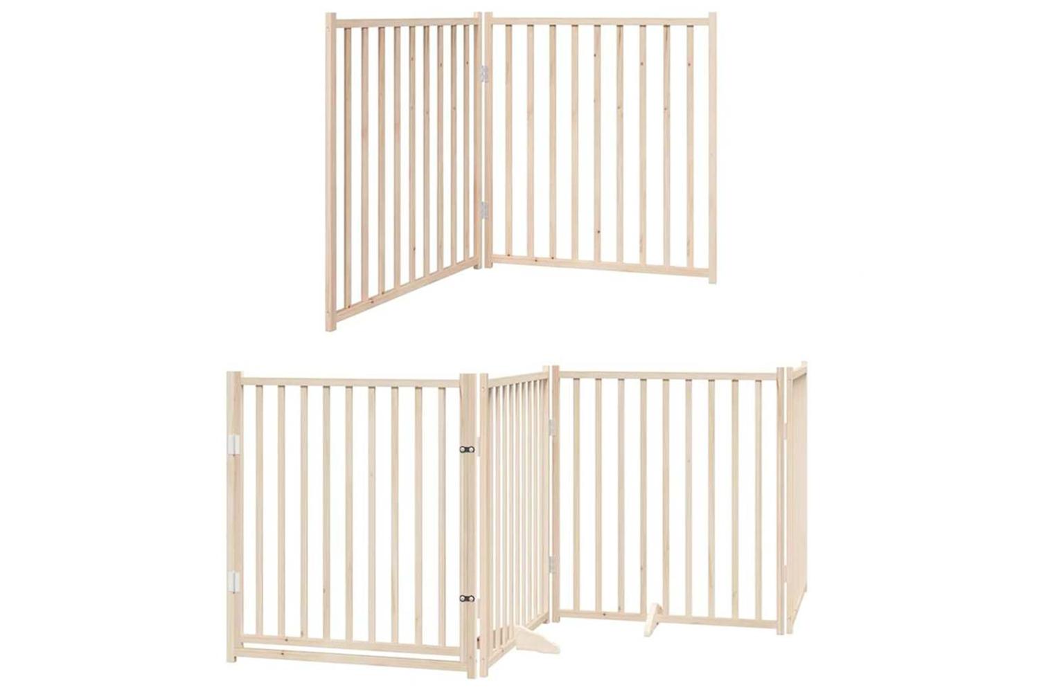 Vidaxl Dog Gate With Door Foldable 6 Panels 480 Cm Poplar Wood-3