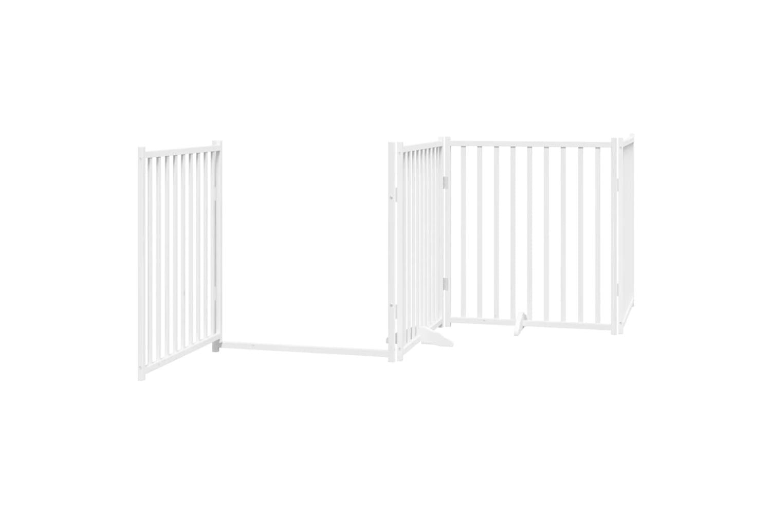 Vidaxl Dog Gate With Door Foldable 6 Panels White 480 Cm Poplar Wood-5
