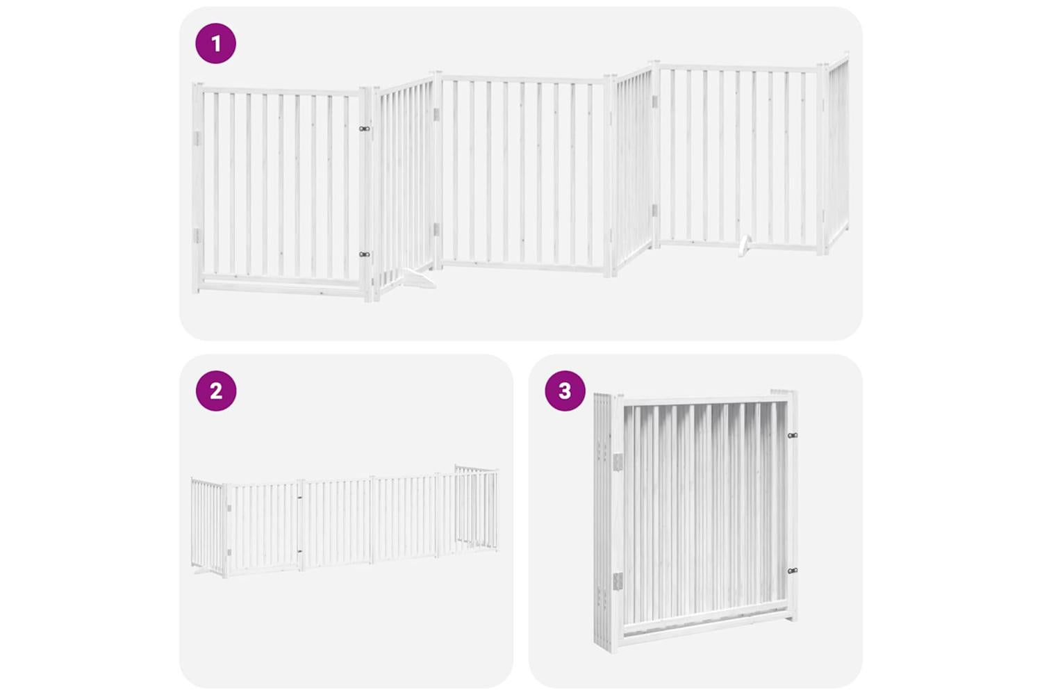 Vidaxl Dog Gate With Door Foldable 6 Panels White 480 Cm Poplar Wood-6
