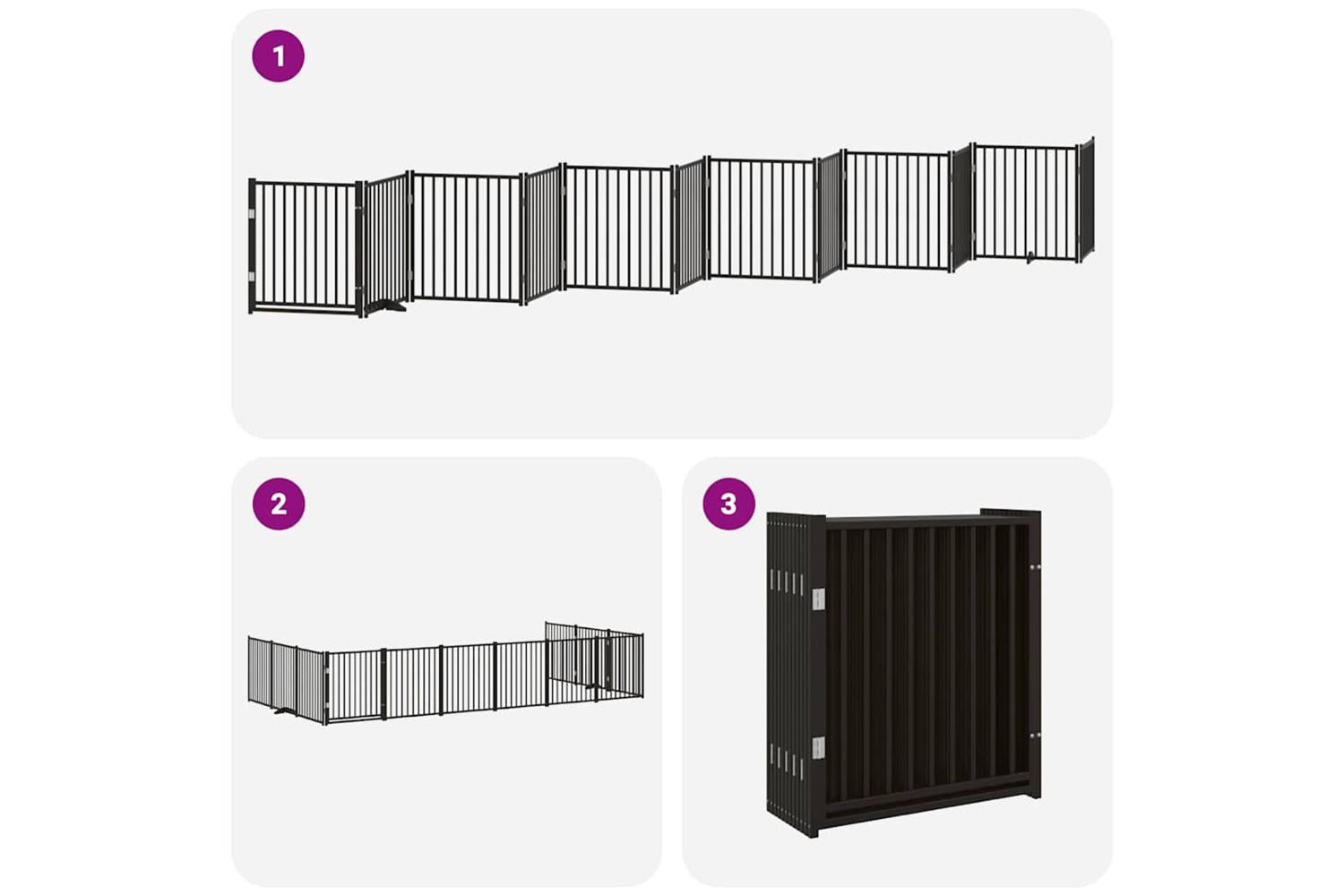 Vidaxl Dog Gate With Door Foldable 12 Panels Black 960 Cm Poplar Wood-6