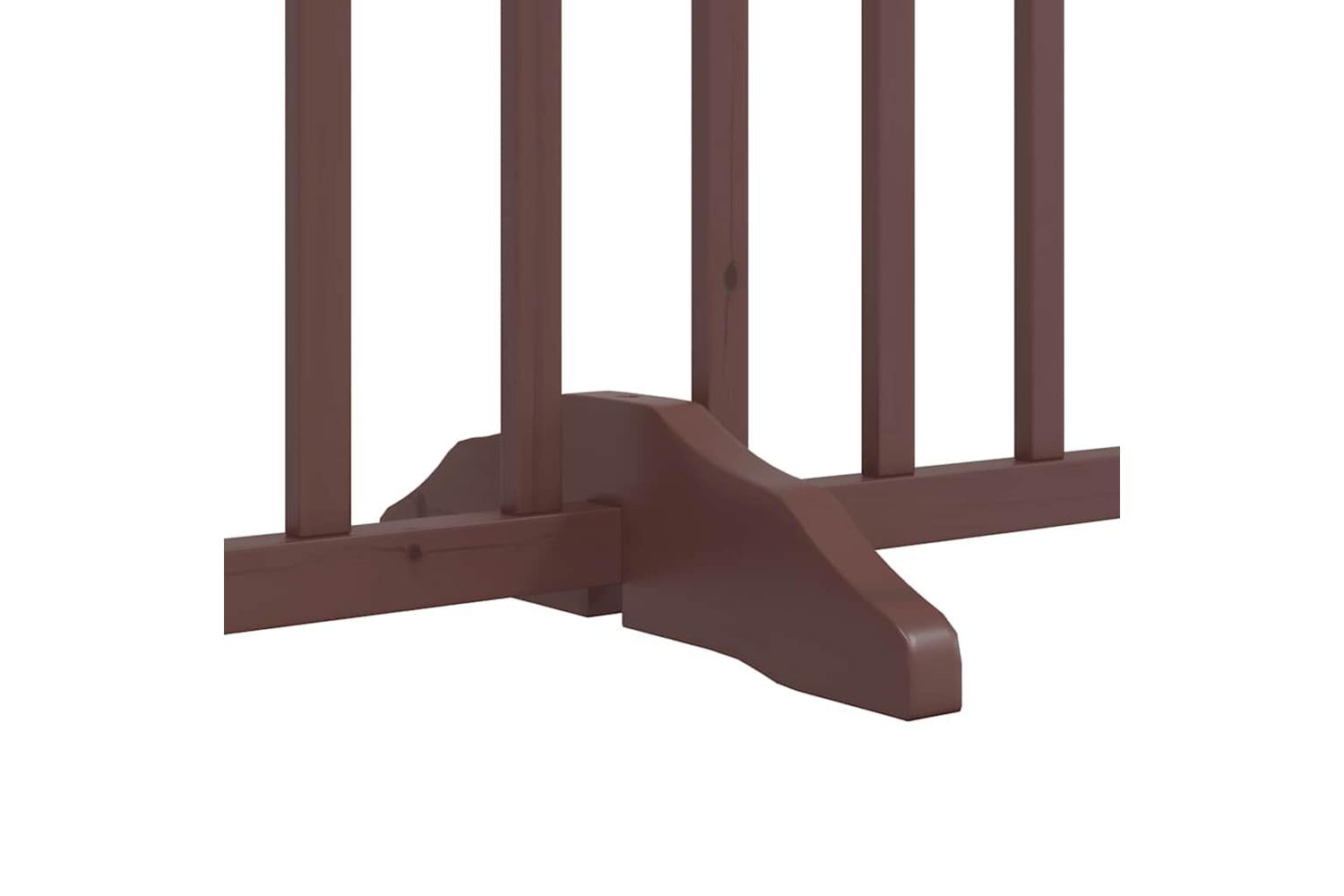 Vidaxl Dog Gate With Door Foldable 8 Panels Brown 640 Cm Poplar Wood-7